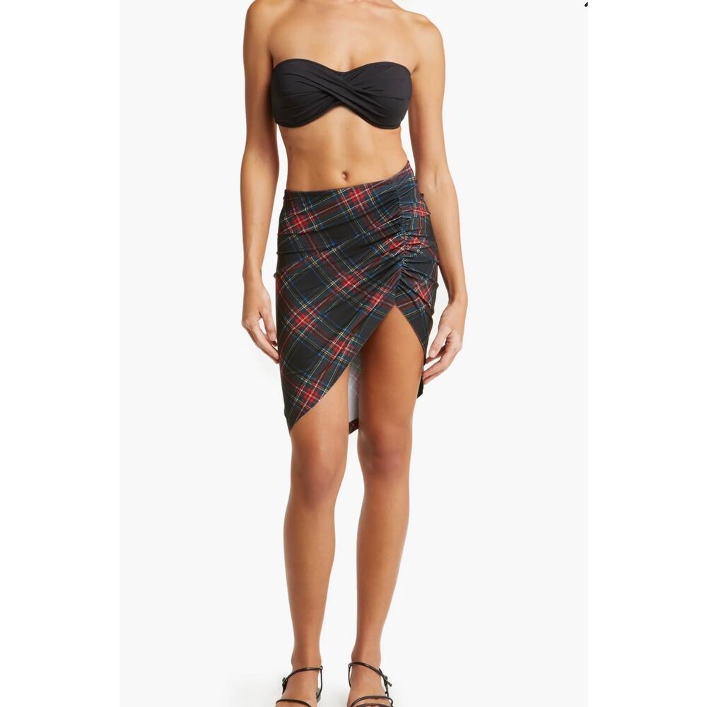 Normal Kamali Tartan Side Drape Cover Up Skirt Size XS KK422XPL030606 Plaid